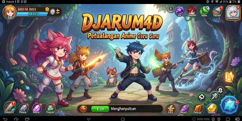 Tampilan gameplay seru dari DJARUM4D dengan karakter anime menarik.