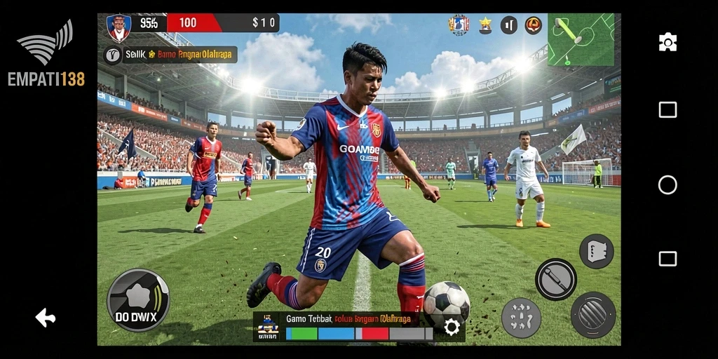 Screenshot gameplay EMPATI138 dengan aksi sepak bola yang mendebarkan.
