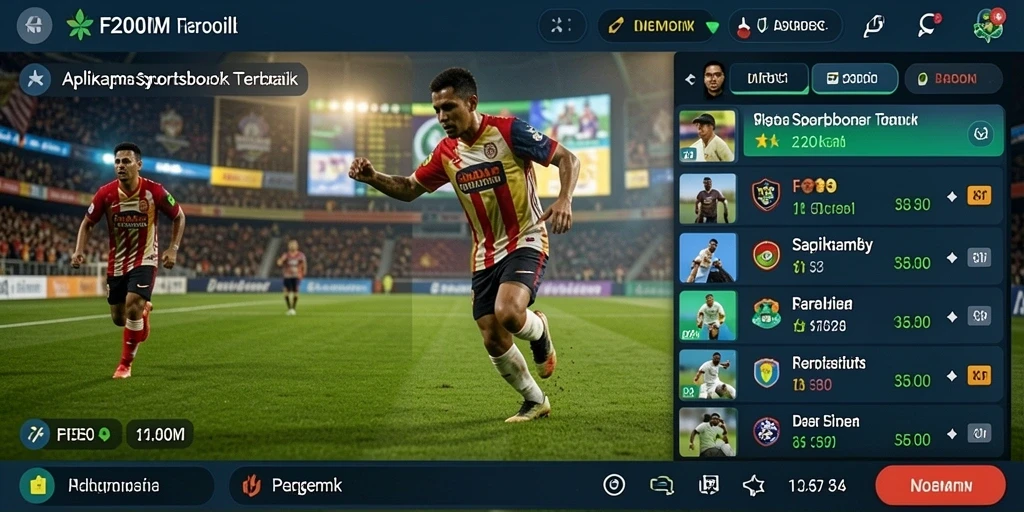 Screenshot F200M menampilkan layar taruhan olahraga yang menarik.