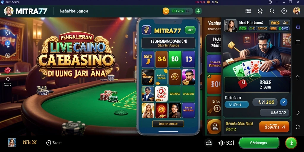 Screenshot gameplay Live Casino MITRA77 menampilkan suasana kasino yang hidup.
