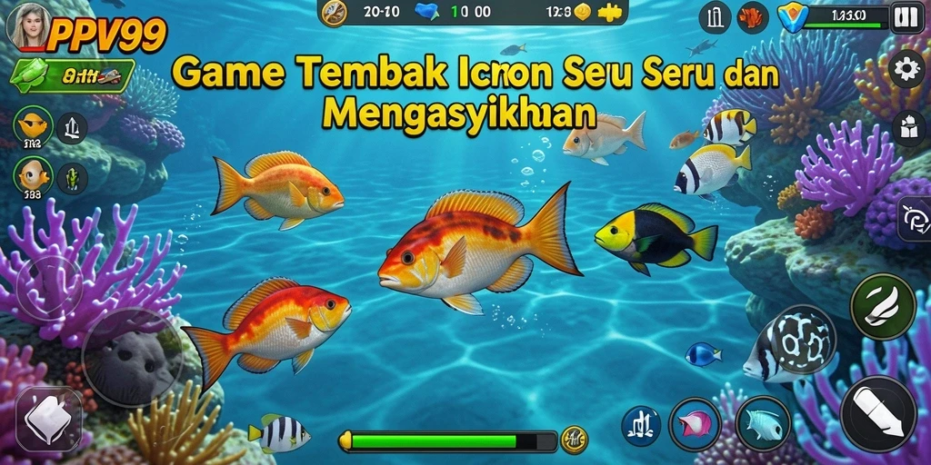 Screenshot utama PPV99 menampilkan aksi menembak ikan yang seru.