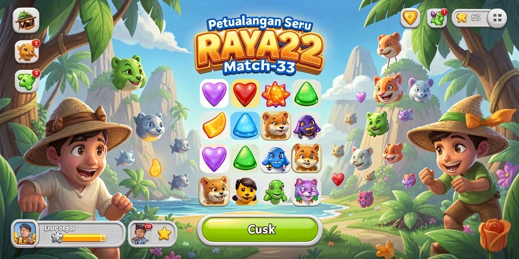 Tampilan gameplay menarik dari RAYA22 dengan tantangan Match-3.
