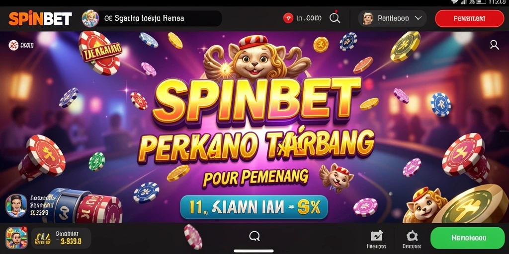 Screenshot gameplay SPINBET yang menunjukkan suasana kasino yang menyenangkan.