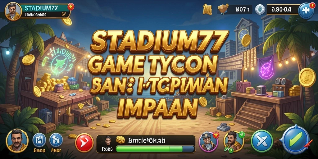 Gameplay menarik dari STADIUM77 yang menampilkan stadion yang dikelola pemain.